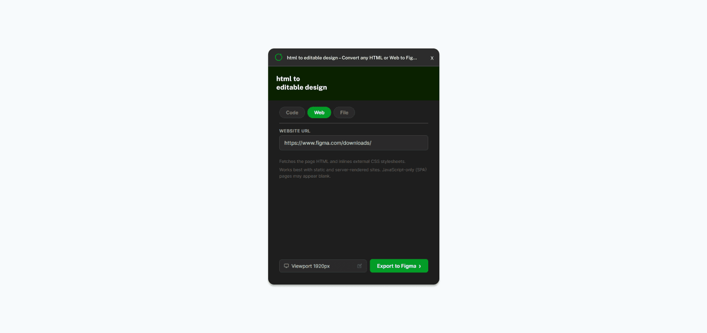 Web tab with a URL entered